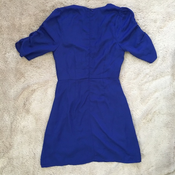 Honey Punch Purple V Neck Mini Dress Puffy Sleeves Size XS - Picture 8 of 8